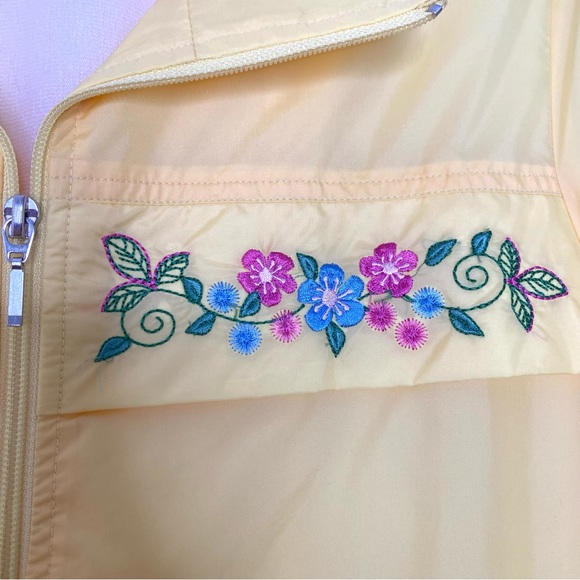 Vintage Blair Yellow Spring Floral Embroidered Windbreaker Sailing Rain Jacket S - Picture 4 of 8